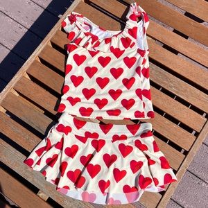 Hanna Andersson Hearts Tankini with Skort Bottoms - 140 cm